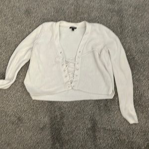 Open front cris cross sweater.
